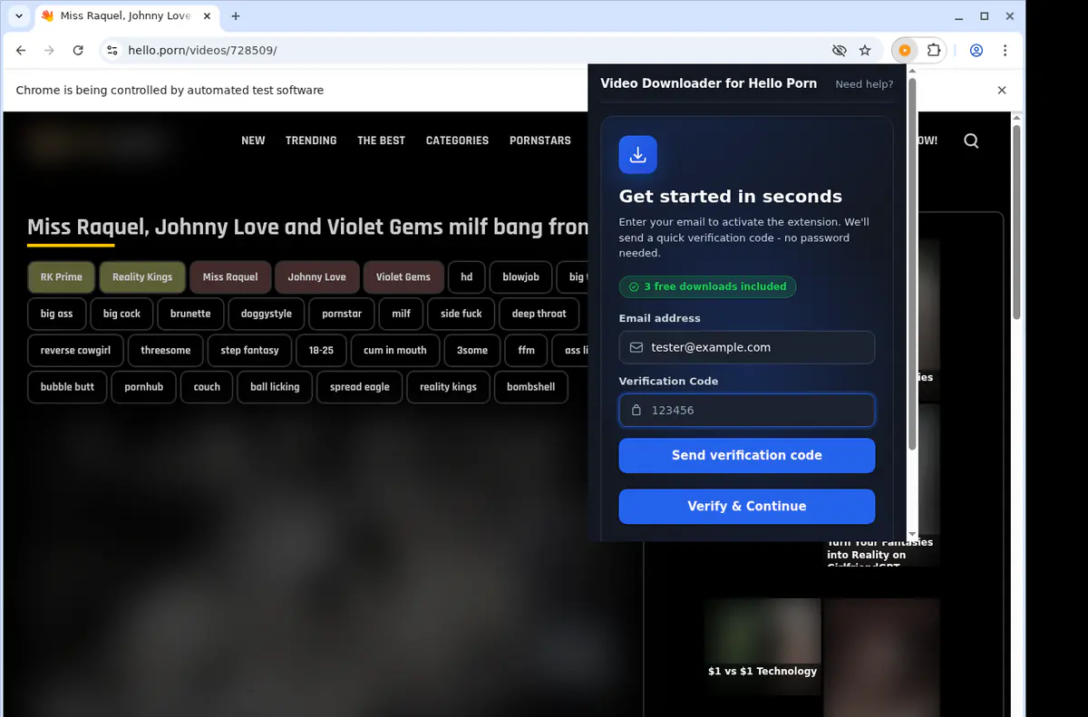 Helloporn Video Downloader browser extension screenshot 4